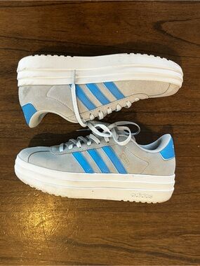Adidas Court Platform Womens 5 Gray Blue Suede Sneakers Casual Shoes